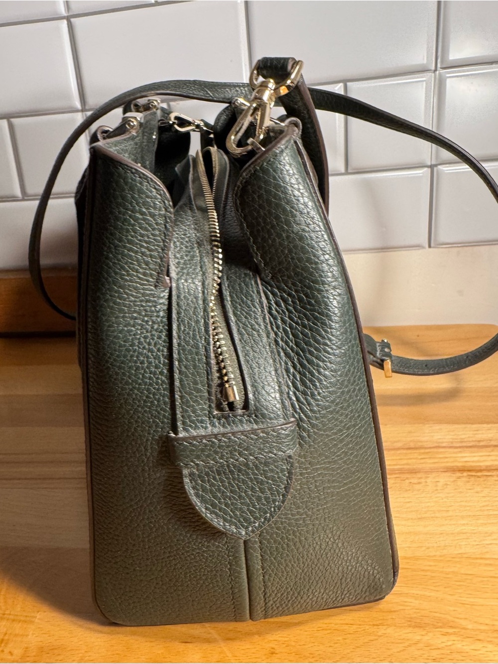 Kate Spade New York Leila Medium Triple Compartment Satchel Emerald Green - Picture 3 of 16